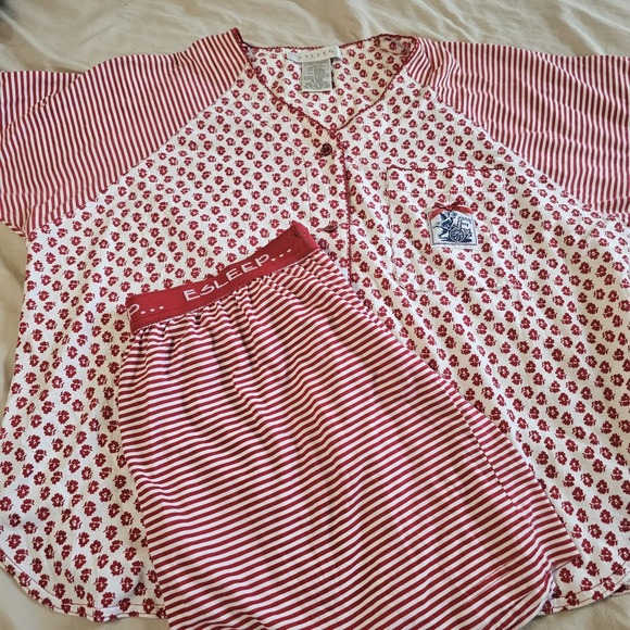 Esleep Other - Vintage 90s ESleep Pajama 2 piece Set Sleep Sz Large Red/White